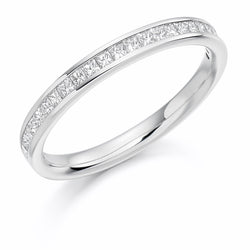 Ladies Platinum 950 Half Set Princess 0.33ct Diamond 2.5mm Eternity Ring