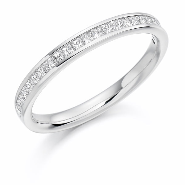 Ladies 9ct White Gold Half Set Princess 0.33ct Diamond 2.5mm Eternity Ring