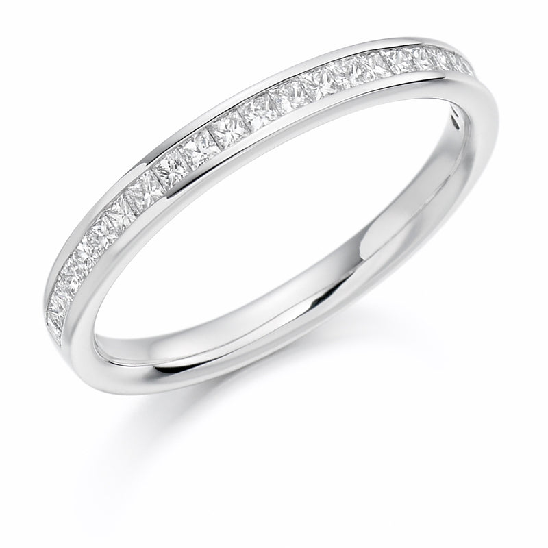 Ladies 18ct White Gold Half Set Princess 0.33ct Diamond 2.5mm Eternity Ring