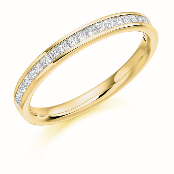 Ladies 9ct Yellow Gold Half Set Princess 0.33ct Diamond 2.5mm Eternity Ring