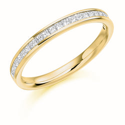 Ladies 18ct Yellow Gold Half Set Princess 0.33ct Diamond 2.5mm Eternity Ring