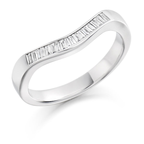 Ladies 9ct White Gold Half Set Baguette 0.20ct Diamond 3mm Eternity Ring