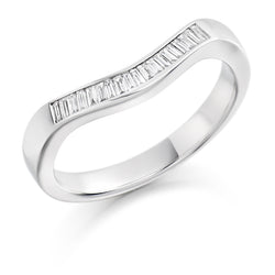 Ladies 18ct White Gold Half Set Baguette 0.20ct Diamond 3mm Eternity Ring