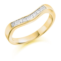 Ladies 9ct Yellow Gold Half Set Baguette 0.20ct Diamond 3mm Wedding Ring