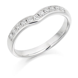 Ladies Platinum 950 Half Set Round Brilliant 0.30ct Diamond 3mm Wedding Ring