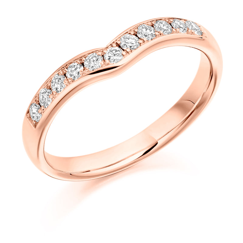 Ladies 18ct Rose Gold Half Set Round Brilliant 0.30ct Diamond 3mm Eternity Ring