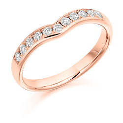 Ladies 18ct Rose Gold Half Set Round Brilliant 0.30ct Diamond 3mm Wedding Ring