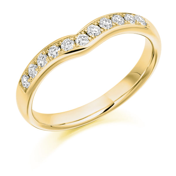 Ladies 9ct Yellow Gold Half Set Round Brilliant 0.30ct Diamond 3mm Wedding Ring