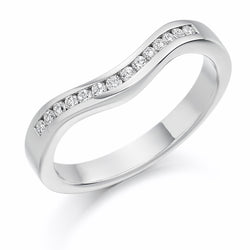 Ladies 9ct White Gold Half Set Round Brilliant 0.16ct Diamond 3mm Wedding Ring