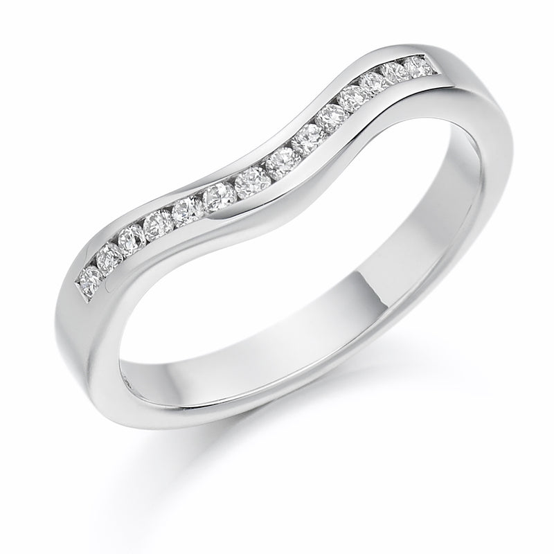 Ladies 18ct White Gold Half Set Round Brilliant 0.16ct Diamond 3mm Eternity Ring