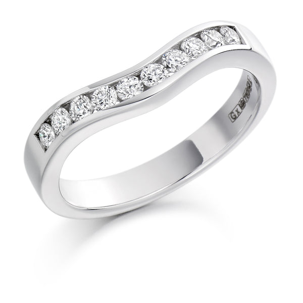 Ladies Platinum 950 Half Set Round Brilliant 0.33ct Diamond 3.5mm Wedding Ring