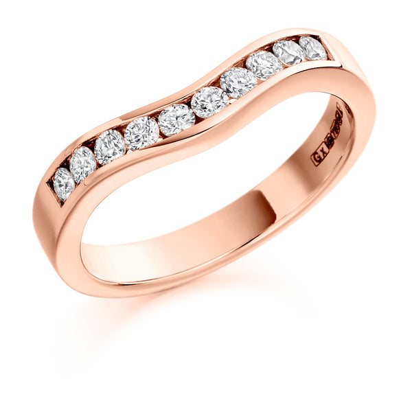 Ladies 18ct Rose Gold Half Set Round Brilliant 0.33ct Diamond 3.5mm Wedding Ring