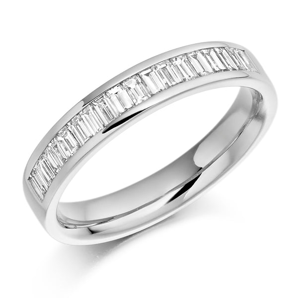 Ladies Platinum 950 Half Set Baguette 0.56ct Diamond 3.5mm Eternity Ring