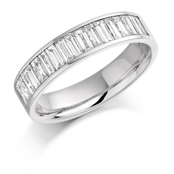 Ladies 18ct White Gold Half Set Baguette 1.00ct Diamond 4.5mm Eternity Ring