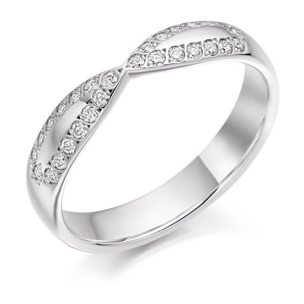 Ladies Platinum 950 Half Set Round Brilliant 0.25ct Diamond 4mm Wedding Ring