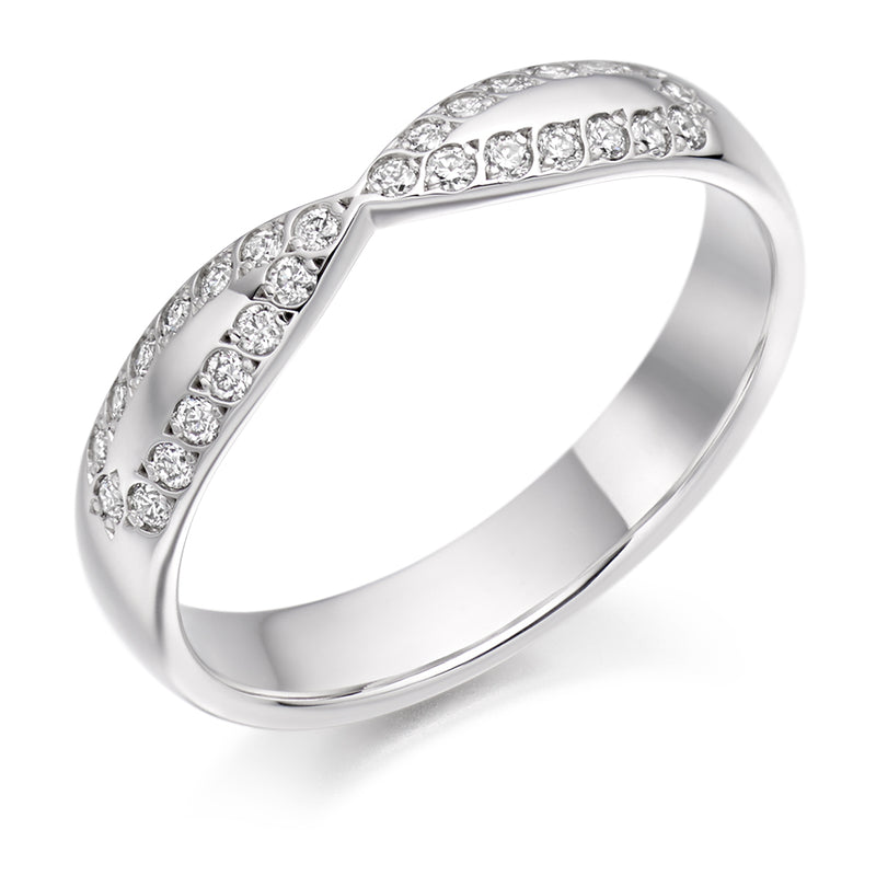 Ladies 18ct White Gold Half Set Round Brilliant 0.25ct Diamond 4mm Eternity Ring
