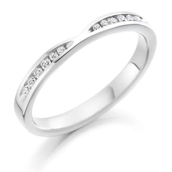 Ladies Platinum 950 Half Set Round Brilliant 0.18ct Diamond 2.5mm Wedding Ring