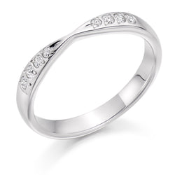 Ladies Platinum 950 Half Set Round Brilliant 0.15ct Diamond 3mm Wedding Ring