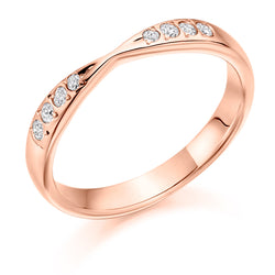 Ladies 18ct Rose Gold Half Set Round Brilliant 0.15ct Diamond 3mm Wedding Ring