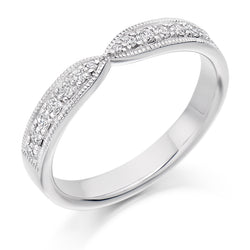 Ladies Platinum 950 Half Set Round Brilliant 0.20ct Diamond 3.5mm Wedding Ring