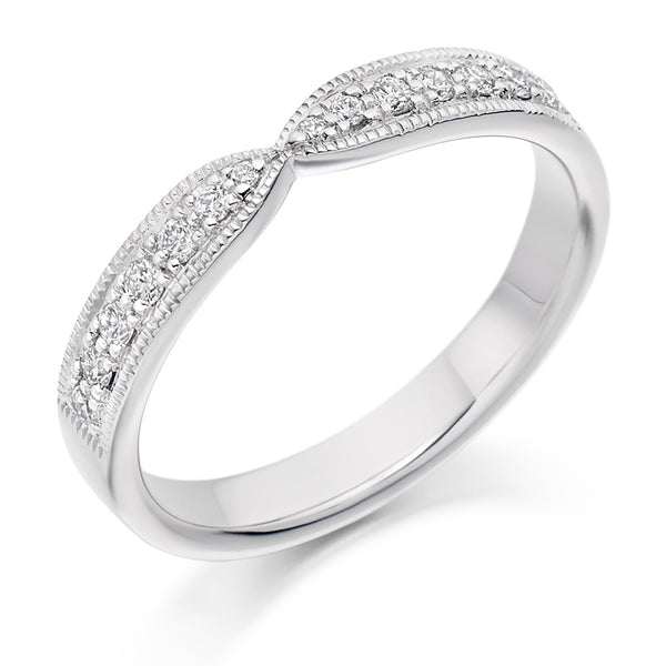 Ladies 9ct White Gold Half Set Round Brilliant 0.20ct Diamond 3.5mm Eternity Ring