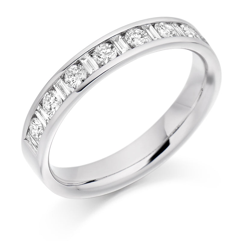 Ladies 9ct White Gold Half Set Mixed 0.50ct Diamond 3.5mm Wedding Ring