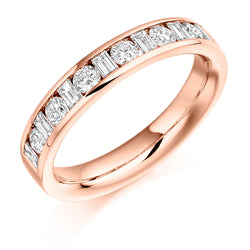 Ladies 9ct Rose Gold Half Set Mixed 0.75ct Diamond 4mm Wedding Ring