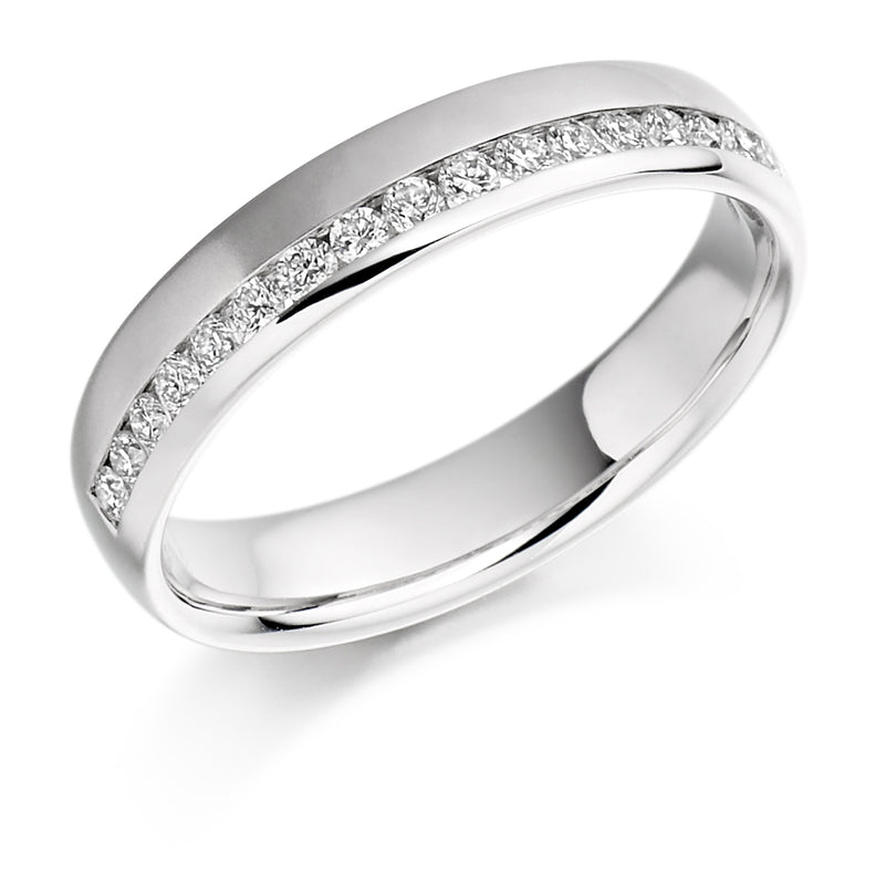 Ladies 9ct White Gold Half Set Round Brilliant 0.26ct Diamond 4mm Eternity Ring