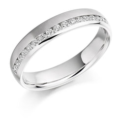 Ladies 18ct White Gold Half Set Round Brilliant 0.26ct Diamond 4mm Wedding Ring
