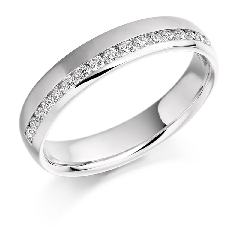 Ladies 18ct White Gold Half Set Round Brilliant 0.26ct Diamond 4mm Wedding Ring