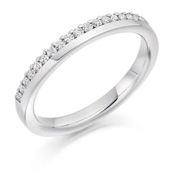 Ladies 18ct White Gold Half Set Round Brilliant 0.22ct Diamond 2.7mm Wedding Ring