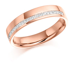 Ladies 9ct Rose Gold Half Set Princess 0.25ct Diamond 4mm Wedding Ring