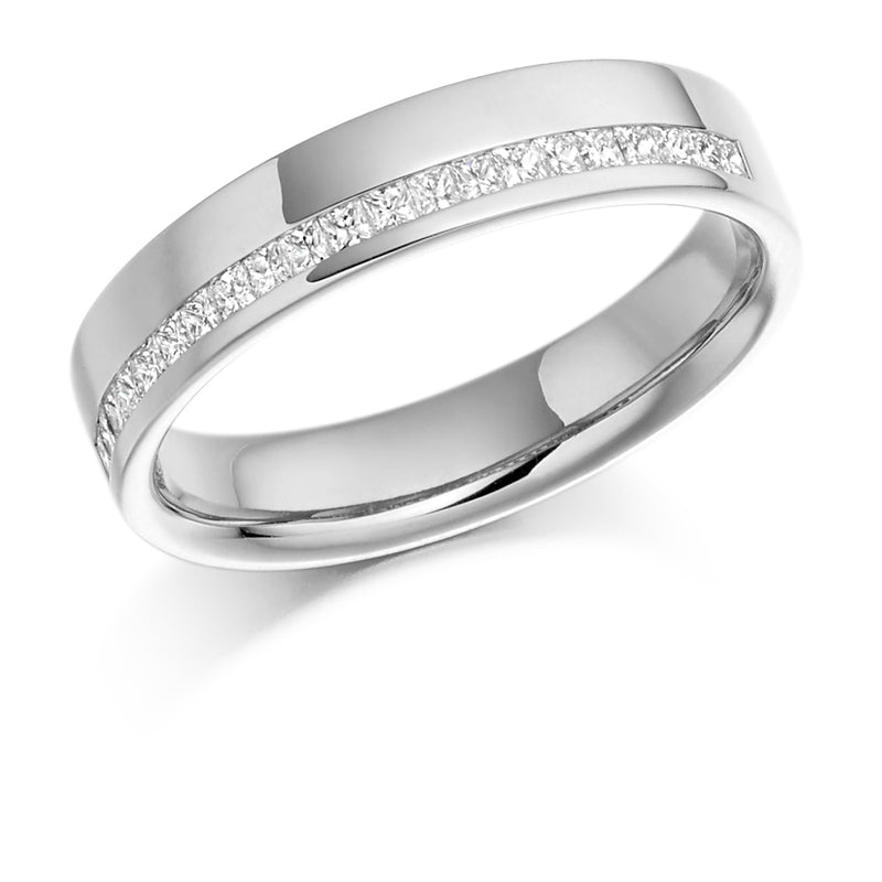 Ladies 18ct White Gold Half Set Princess 0.25ct Diamond 4mm Eternity Ring