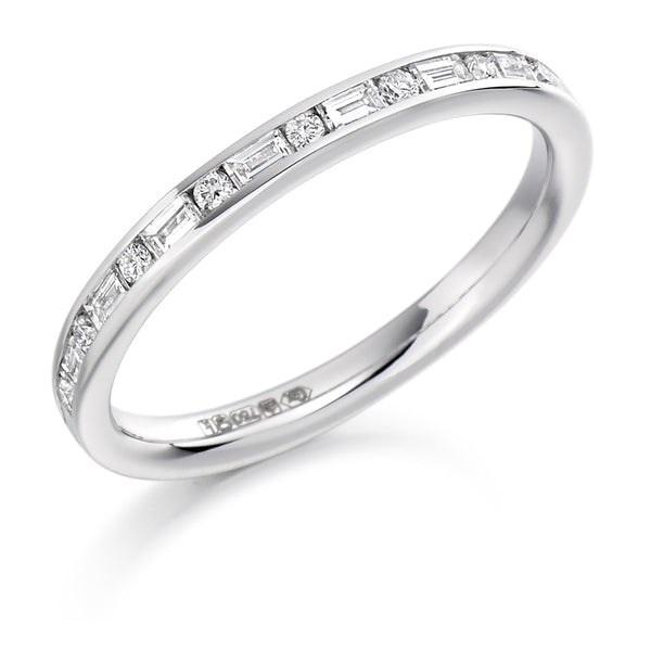 Ladies 9ct White Gold Half Set Mixed 0.30ct Diamond 2.5mm Eternity Ring