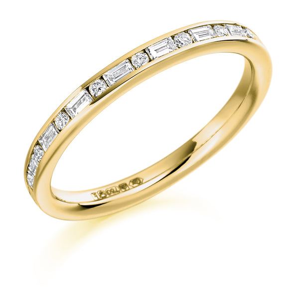 Ladies 9ct Yellow Gold Half Set Mixed 0.30ct Diamond 2.5mm Eternity Ring