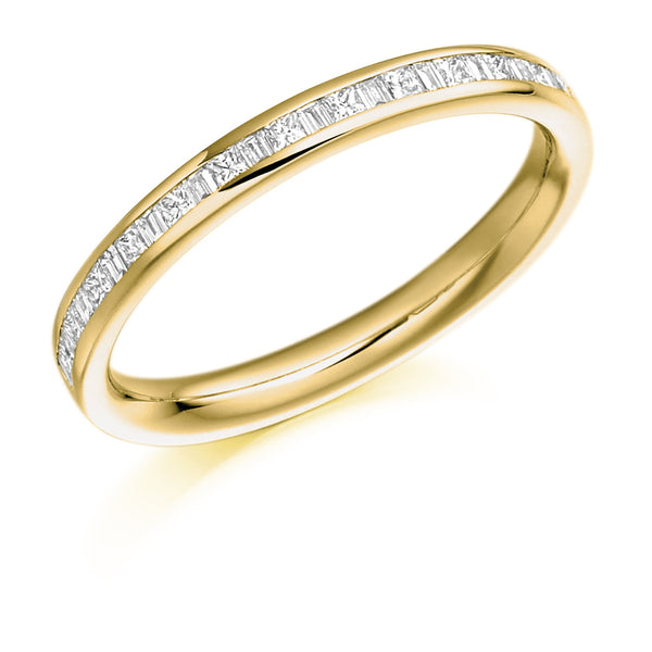 Ladies 9ct Yellow Gold Half Set Mixed 0.30ct Diamond 2.5mm Eternity Ring