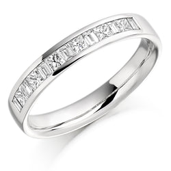 Ladies Platinum 950 Half Set Mixed 0.50ct Diamond 3.5mm Wedding Ring