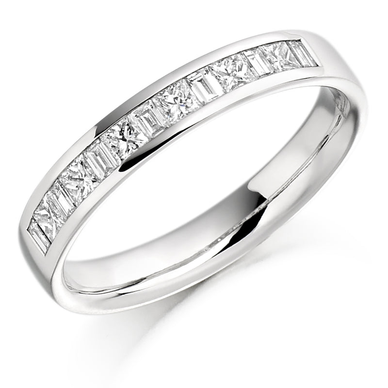 Ladies 18ct White Gold Half Set Mixed 0.50ct Diamond 3.5mm Wedding Ring