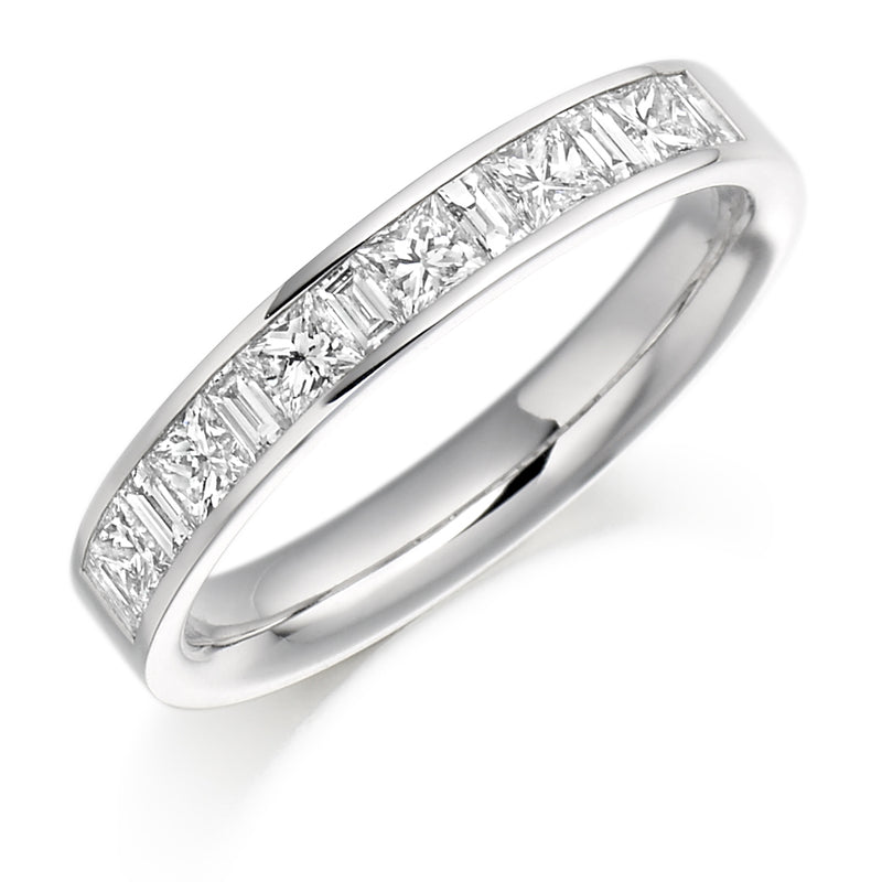 Ladies 9ct White Gold Half Set Mixed 0.75ct Diamond 3.5mm Wedding Ring