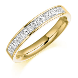 Ladies 9ct Yellow Gold Half Set Mixed 0.75ct Diamond 3.5mm Wedding Ring