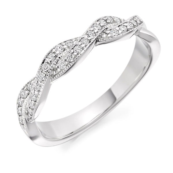 Ladies 9ct White Gold Half Set Round Brilliant 0.22ct Diamond 4mm Eternity Ring