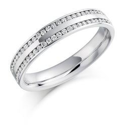 Ladies 9ct White Gold Half Set Round Brilliant 0.26ct Diamond 4mm Wedding Ring