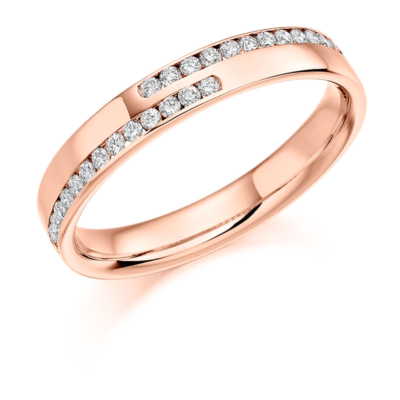 Ladies 9ct Rose Gold Half Set Round Brilliant 0.25ct Diamond 3.5mm Eternity Ring