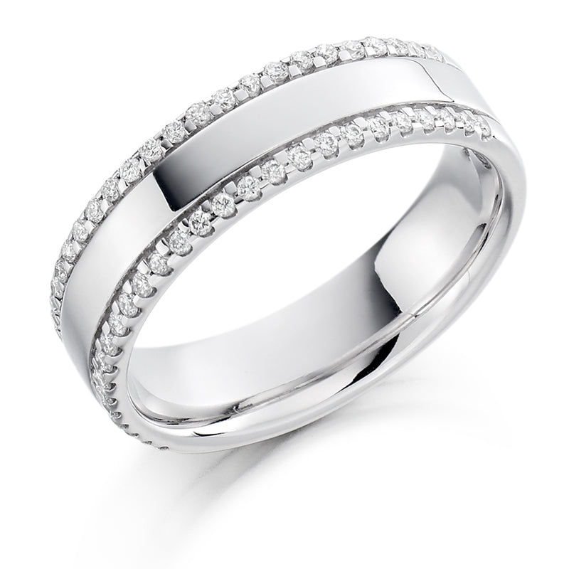 Ladies 9ct White Gold Half Set Round Brilliant 0.26ct Diamond 5.5mm Wedding Ring
