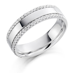 Ladies 18ct White Gold Half Set Round Brilliant 0.26ct Diamond 5.5mm Wedding Ring