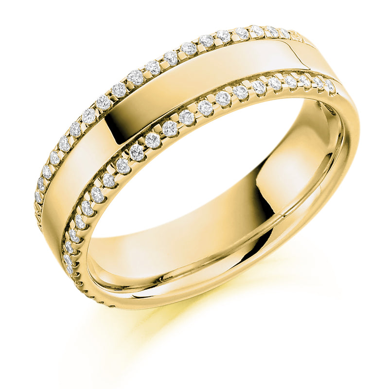 Ladies 18ct Yellow Gold Half Set Round Brilliant 0.26ct Diamond 5.5mm Wedding Ring