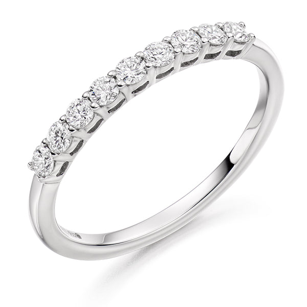 Ladies 18ct White Gold Half Set Round Brilliant 0.33ct Diamond 2mm Eternity Ring