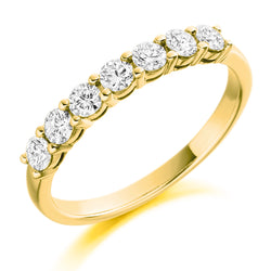Ladies 9ct Yellow Gold Half Set Round Brilliant 0.50ct Diamond 2.5mm Wedding Ring