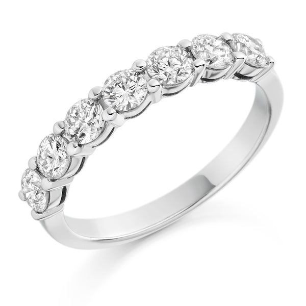 Ladies Platinum 950 Half Set Round Brilliant 1.00ct Diamond 3.5mm Eternity Ring