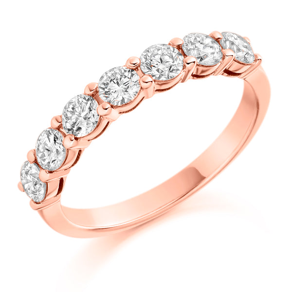 Ladies 18ct Rose Gold Half Set Round Brilliant 1.00ct Diamond 3.5mm Wedding Ring